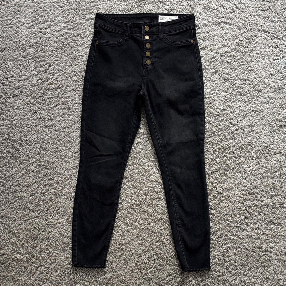 Pistola High Rise Black Jeans with Button Fly